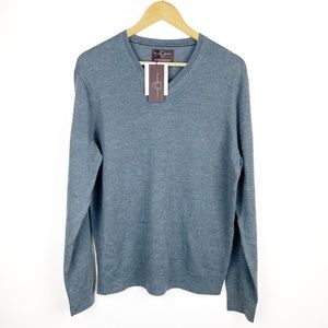 BLACK BROWN 1826 V-Neck Merino Wool Sweater L